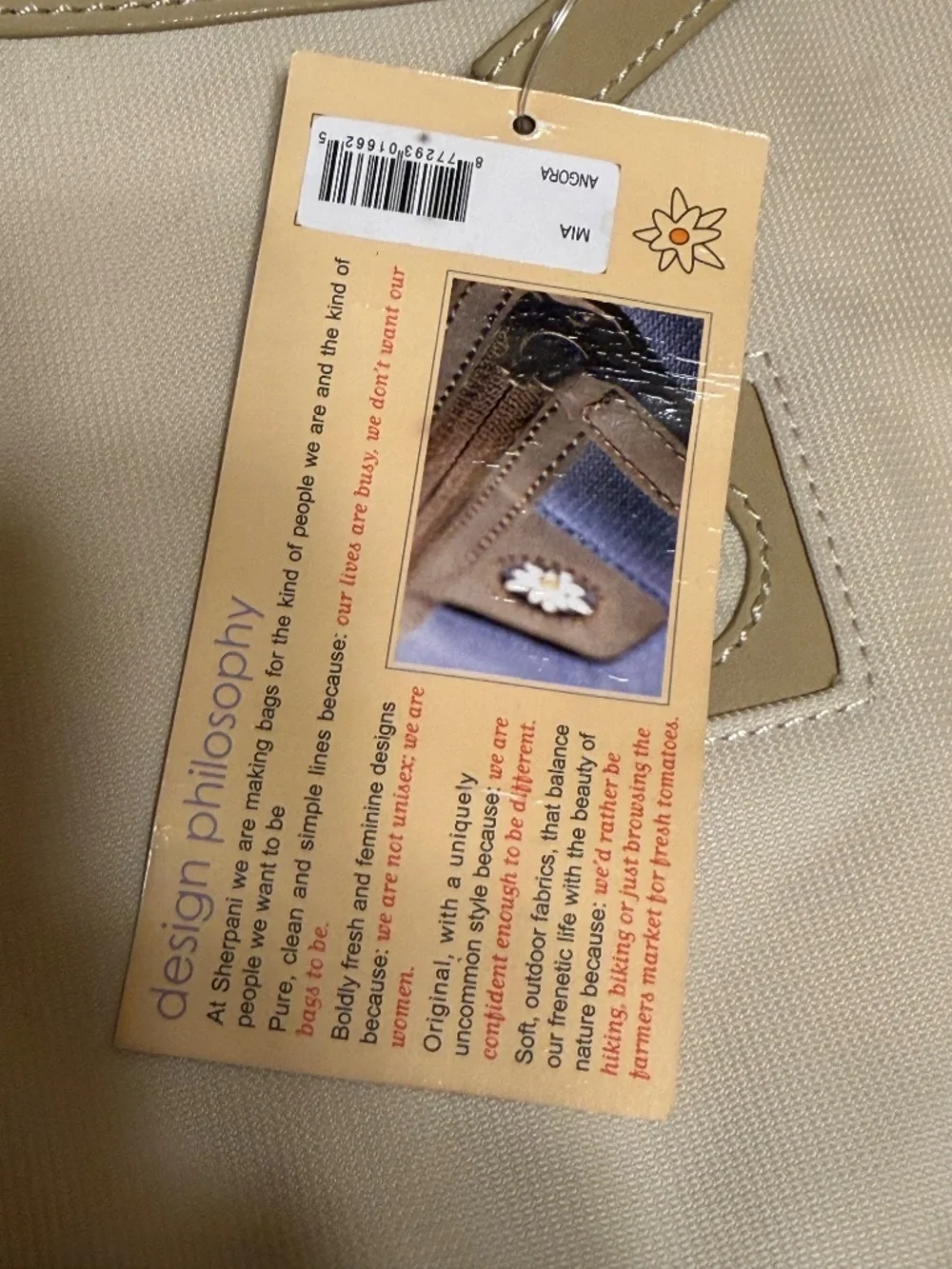 NWT Sherpani Mille Beige Crossbody Bag Lined Zip Pockets and Adjustable Strap